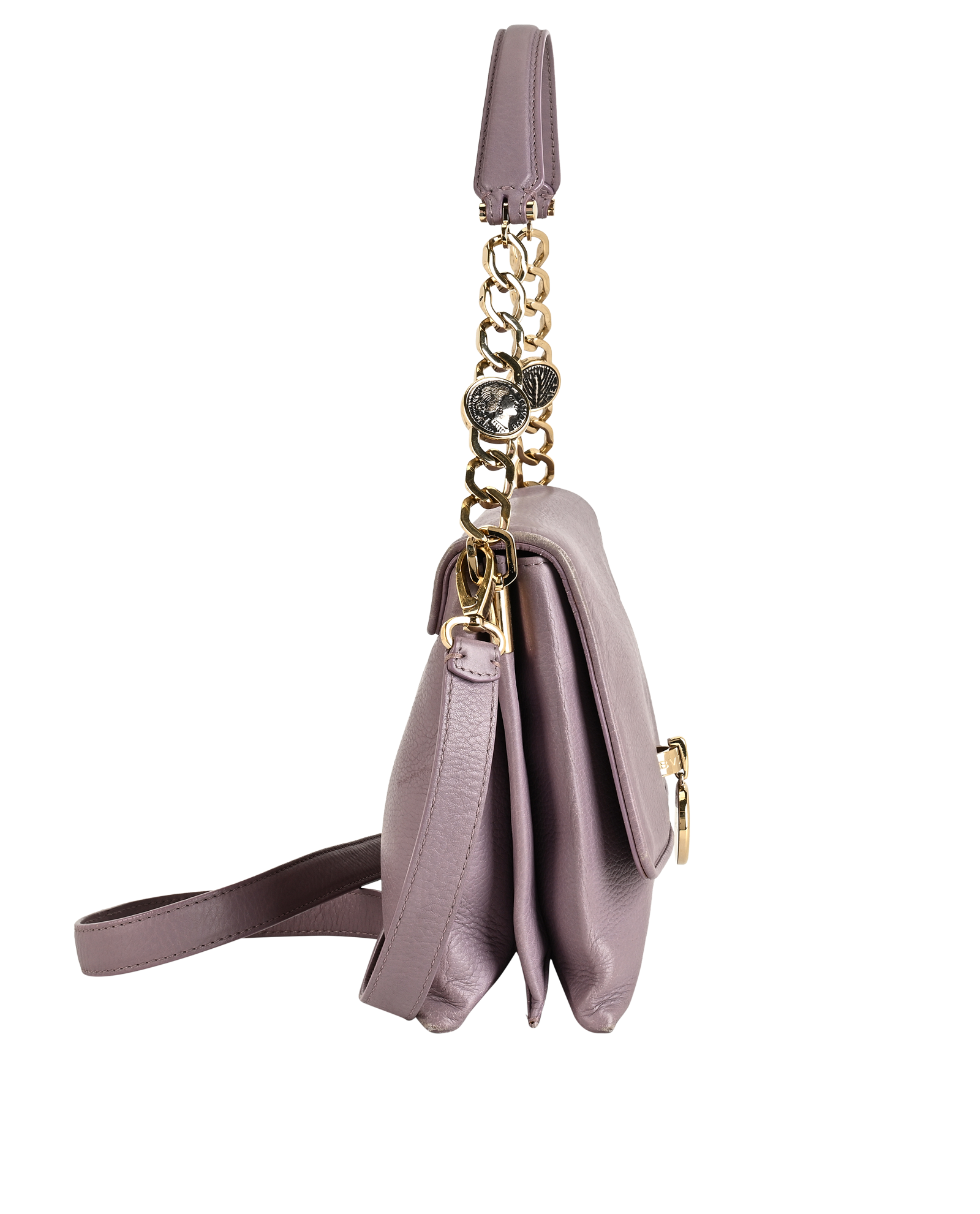 Monette Flap Top Handle, &pound;375, Handbags, Purple, Leather, Side view